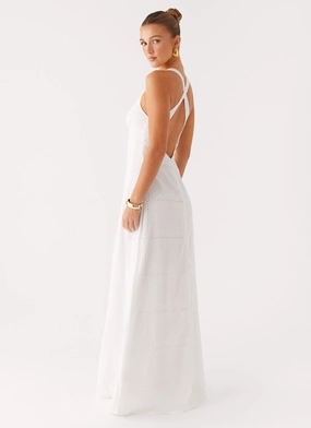 Kiana Halter Maxi Dress - White Cold Protection Coat