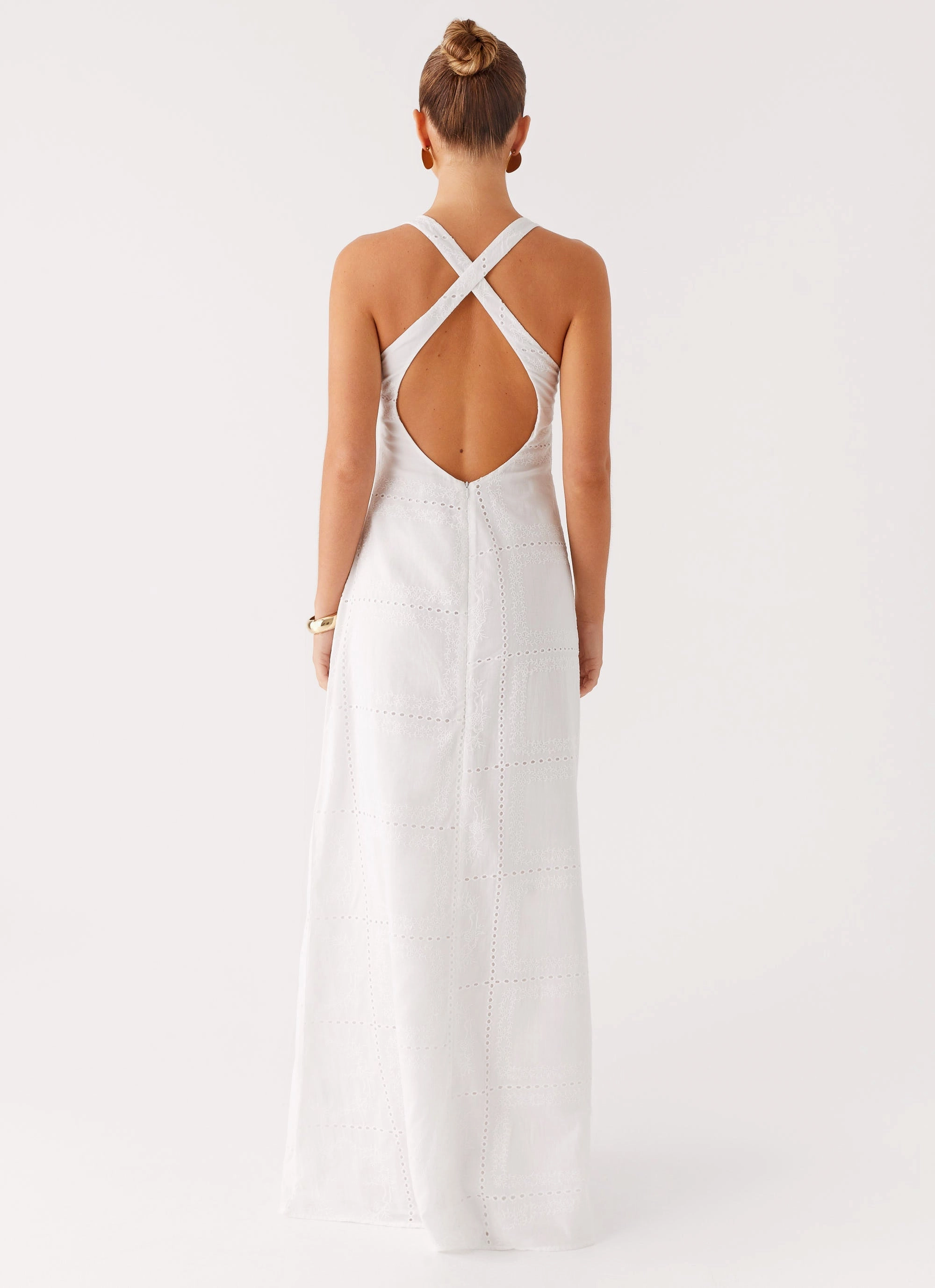 Light Wool Coat Wardrobe Essential Kiana Halter Maxi Dress - White