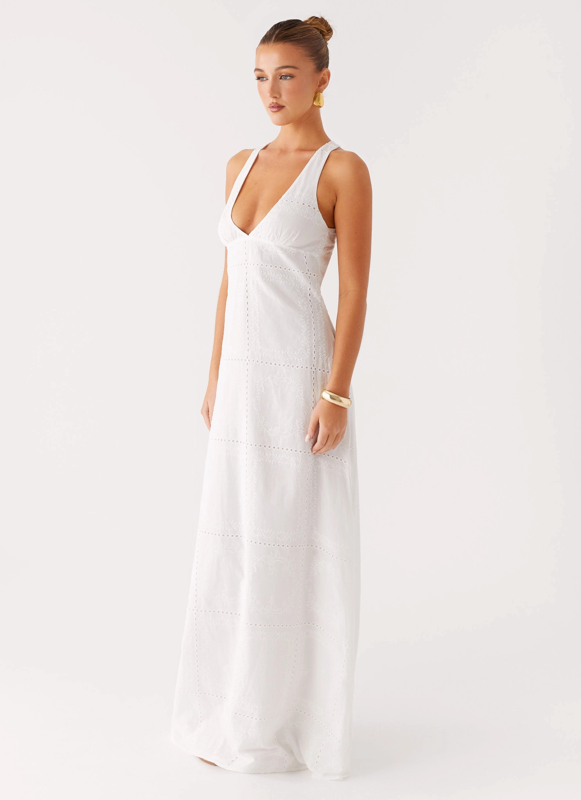 Kiana Halter Maxi Dress - White Fashion Statement Coat Belted Style