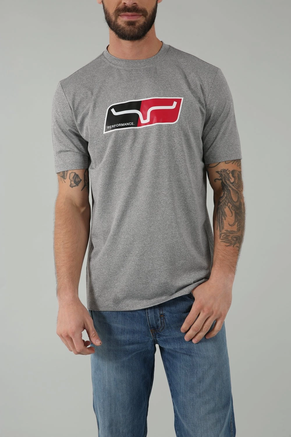 Kimes Ranch Mens Alta Tech Tee Grey Heather Polyester Blend S/S T-Shirt back to school