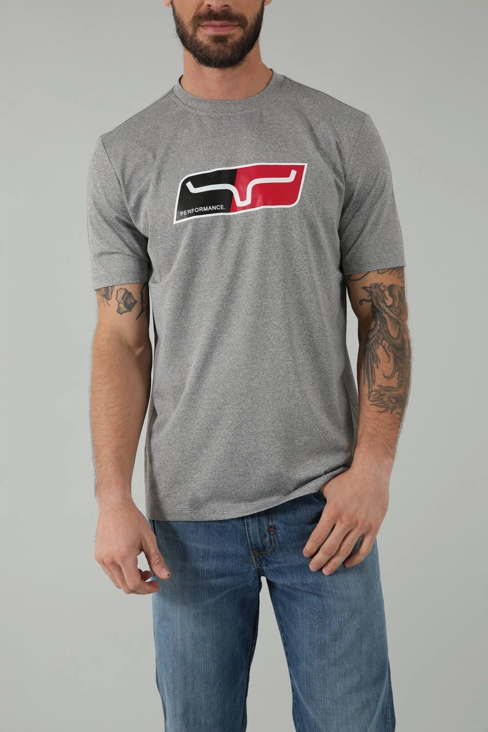 Modern Trend Look Easy Fit Wear Kimes Ranch Mens Alta Tech Tee Grey Heather Polyester Blend S/S T-Shirt