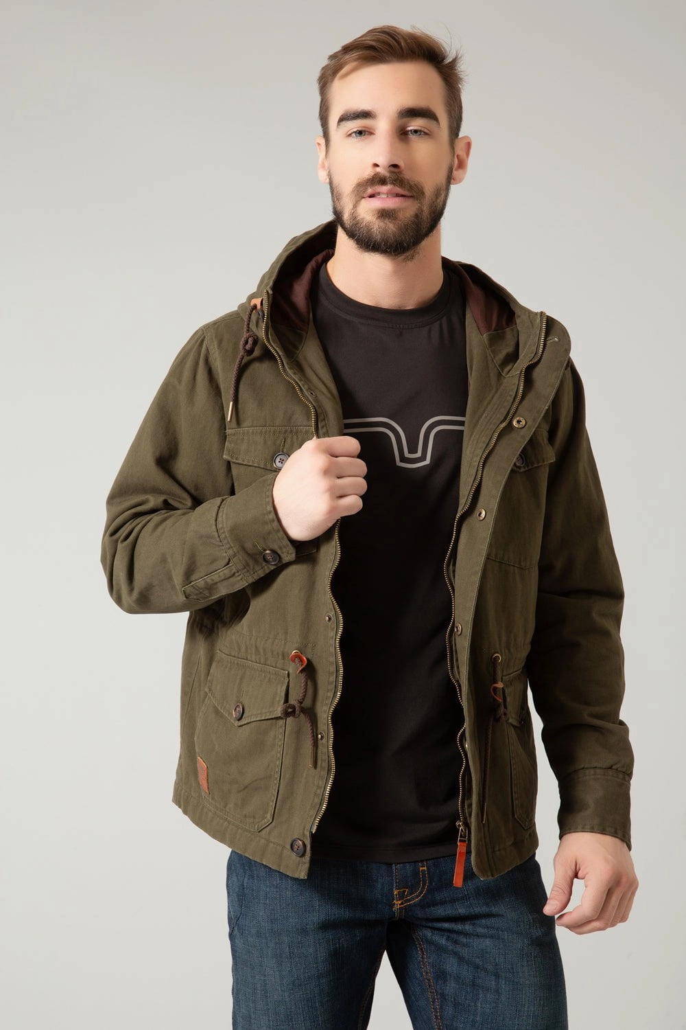 Non Restrictive Silhouette Outdoor Trip Kimes Ranch Mens Army Military Green 100% Cotton Jacket