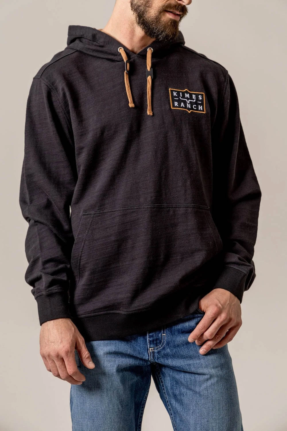 Heat Sealed Seams Kimes Ranch Mens Bowen Black Cotton Blend Hoodie