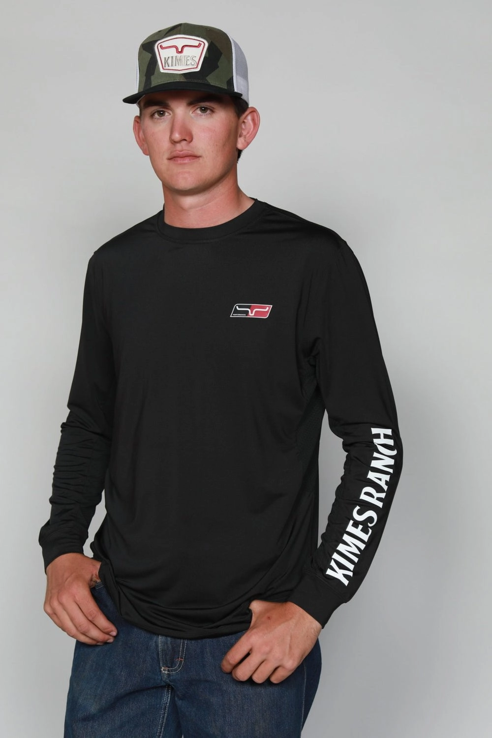 Kimes Ranch Mens K1 Tech Tee Black Polyester Blend L/S T-Shirt Sustainable Material