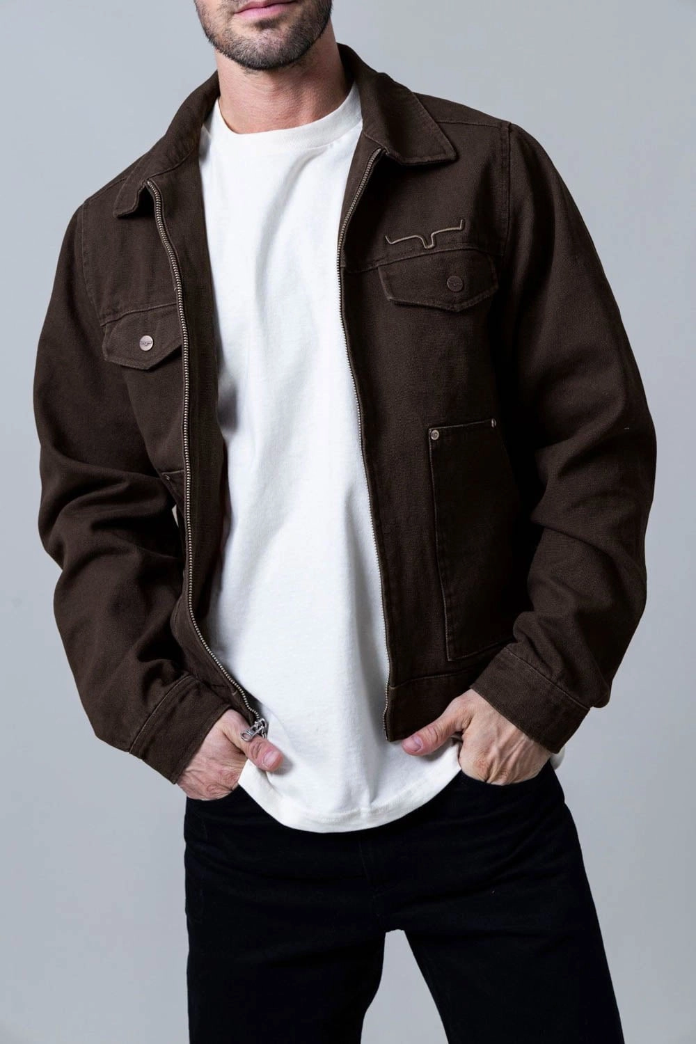 Kimes Ranch Mens Logan Dark Brown 100% Cotton Jacket Anti Pilling Technology Teflon Finish