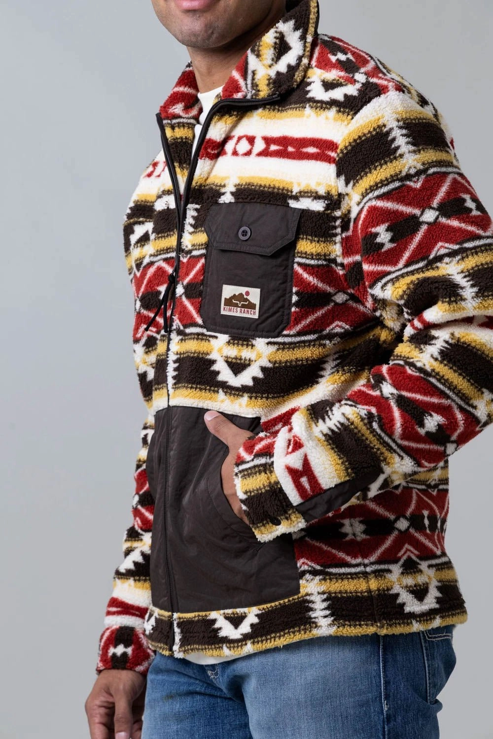 Anti Pill Surface Kimes Ranch Mens Maxwell Brown 100% Polyester Fleece Jacket