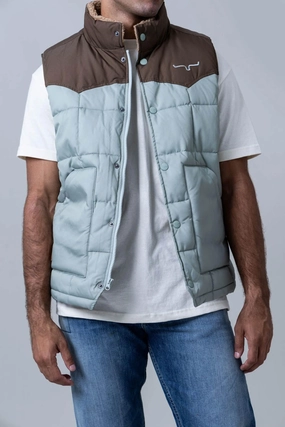 Kimes Ranch Mens Muir Trail Quilted Sage Poly/Nylon Softshell Vest Comfortable fit Modern Functional Design