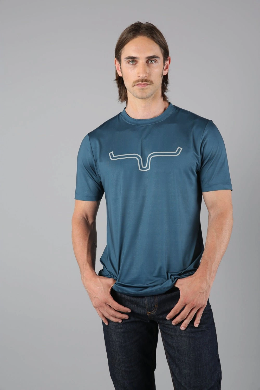 Kimes Ranch Mens Outlier Tech Tee Major Blue Cotton Blend S/S T-Shirt Basic Comfort Washable