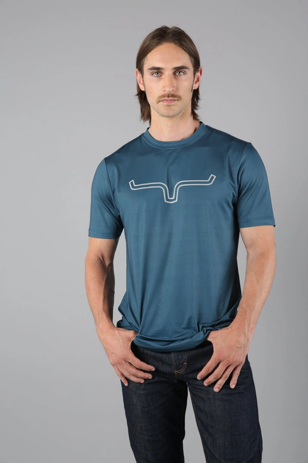 Kimes Ranch Mens Outlier Tech Tee Major Blue Cotton Blend S/S T-Shirt Flexible Neckline Versatile Fit