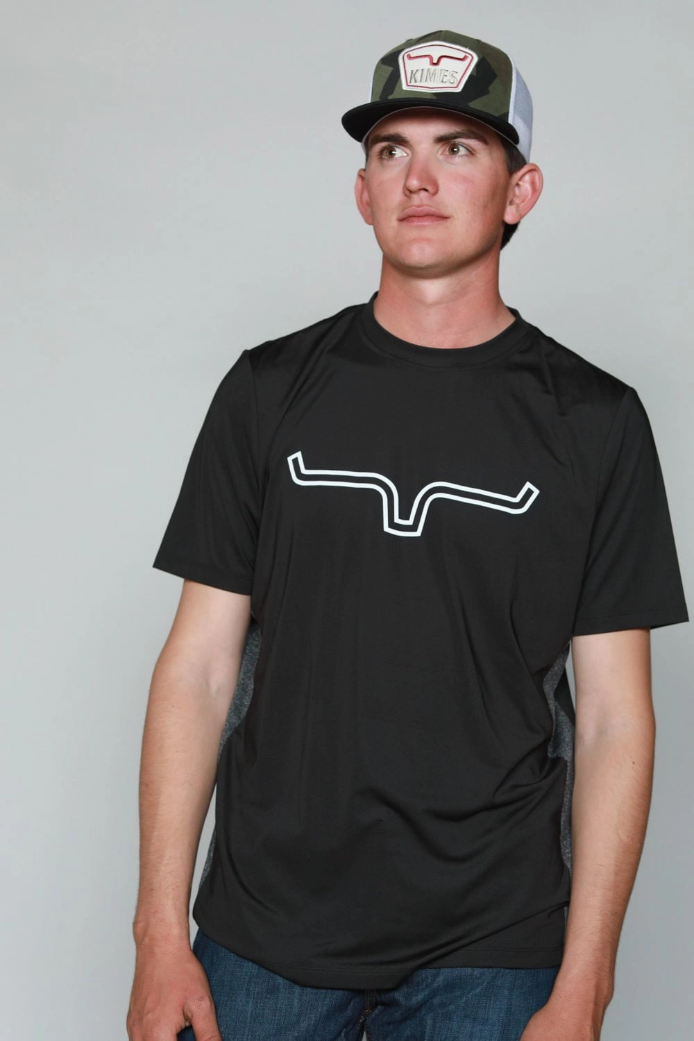 family gathering Rugged Style Kimes Ranch Mens Phase 2 Tech Tee Black Polyester Blend S/S T-Shirt