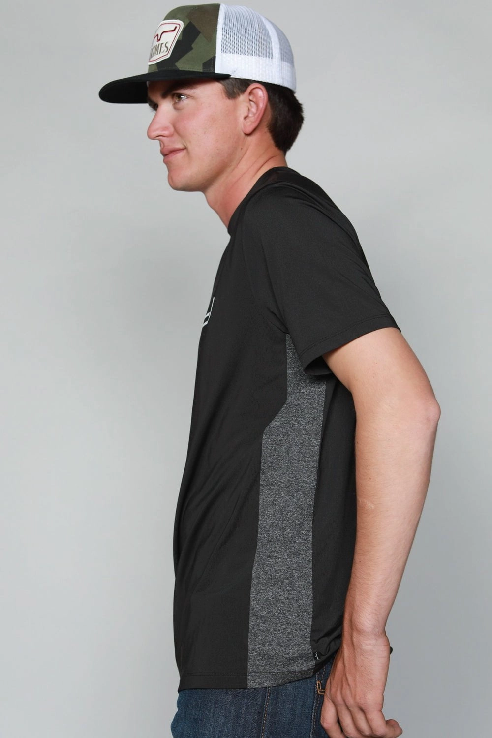 Non Irritating Seams Everyday Outfit Kimes Ranch Mens Phase 2 Tech Tee Black Polyester Blend S/S T-Shirt