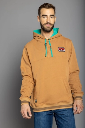 Kimes Ranch Mens Ranch Ready Work Wear Brown 100% Cotton Hoodie MagneticClosure