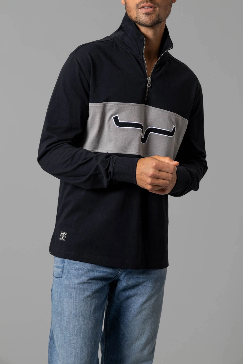 Everyday Outfit Kimes Ranch Mens Razor Rugby Black 100% Cotton Sweatshirt