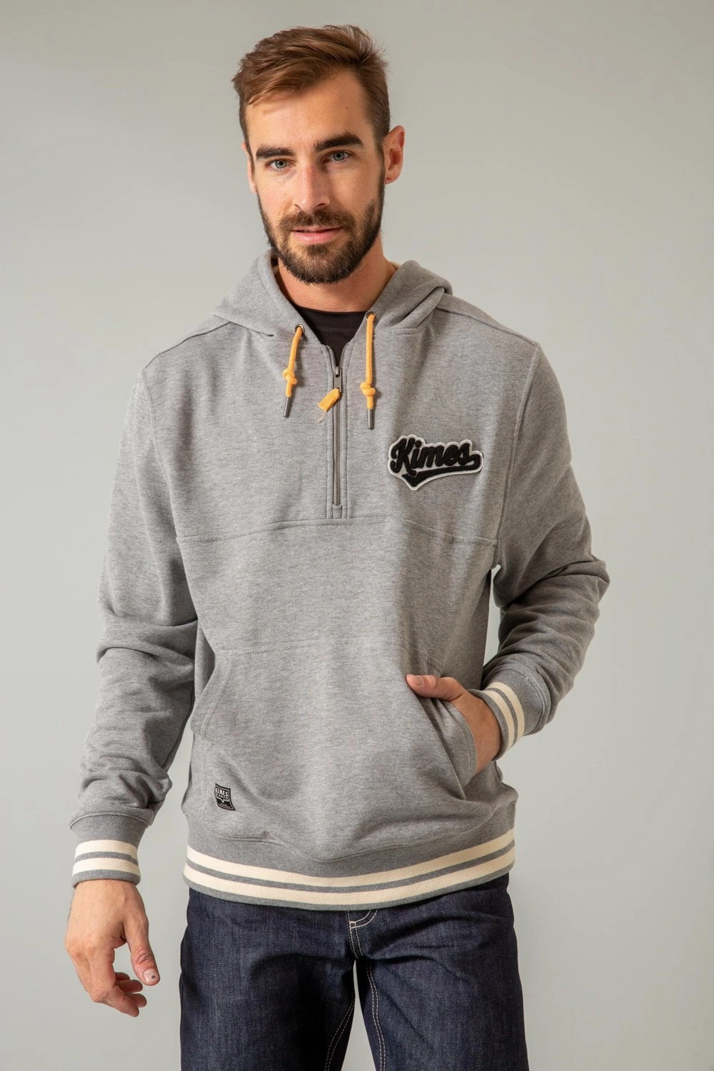 Kimes Ranch Mens Team One Grey Heather Cotton Blend Hoodie Compact Design Cozy Hood Detail