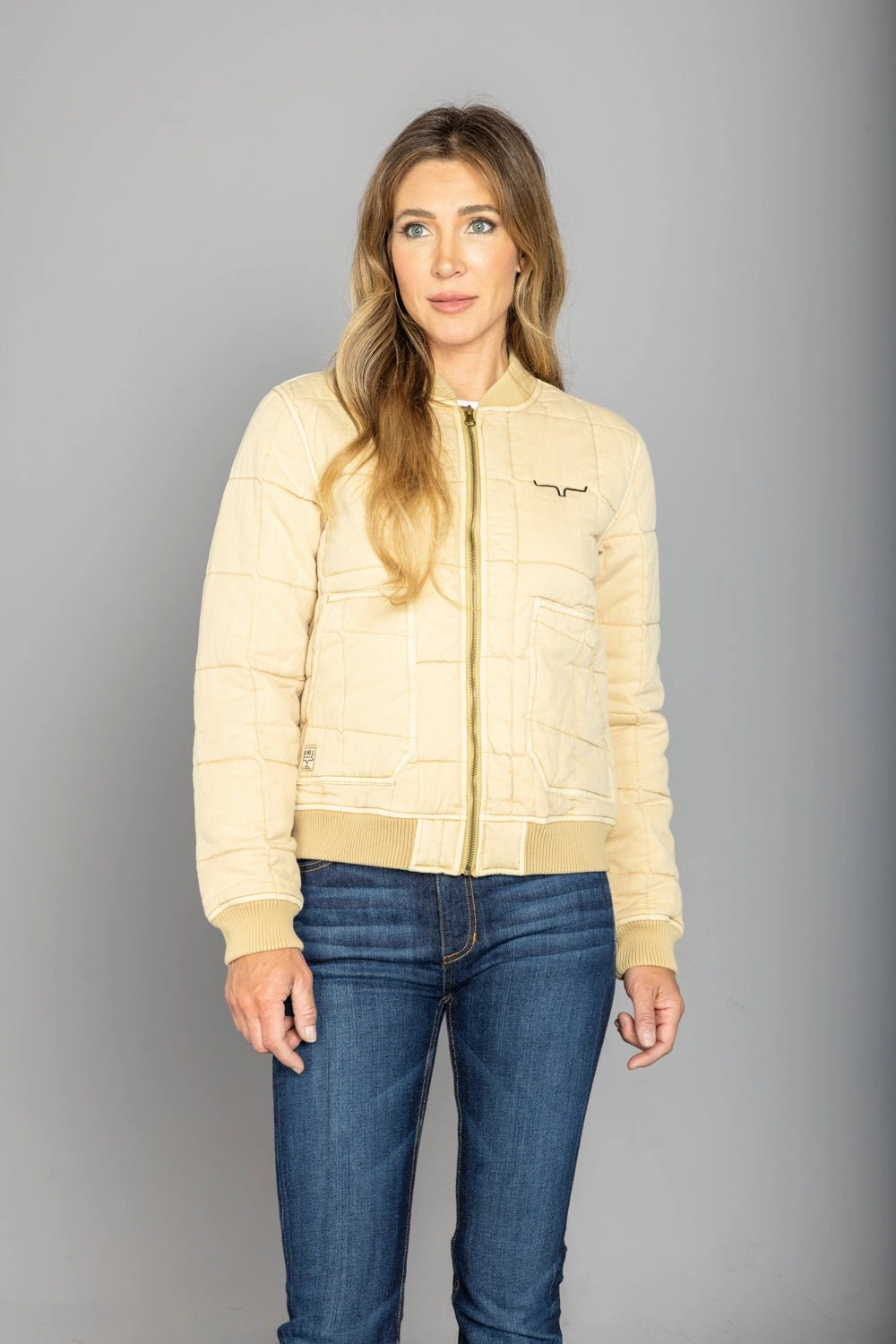 Kimes Ranch Womens Bronc Bomber Off White 100% Cotton Jacket simple design Mild Weather