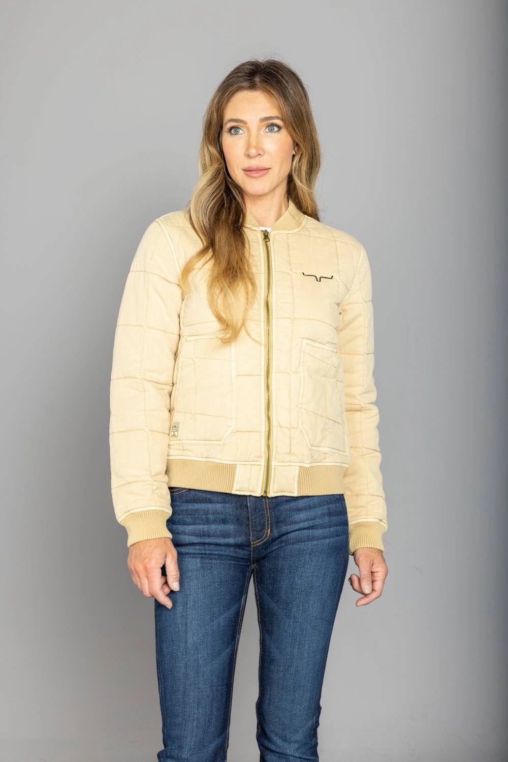 Kimes Ranch Womens Bronc Bomber Off White 100% Cotton Jacket UV Protective Layer
