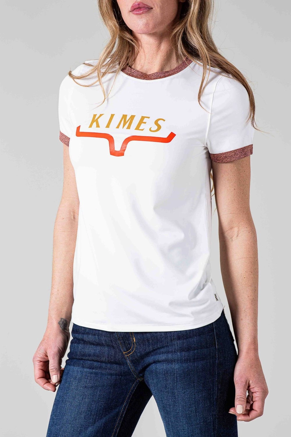 Minimalist Design Round Collar Kimes Ranch Womens Fast Tech T Natural Polyester Blend S/S T-Shirt