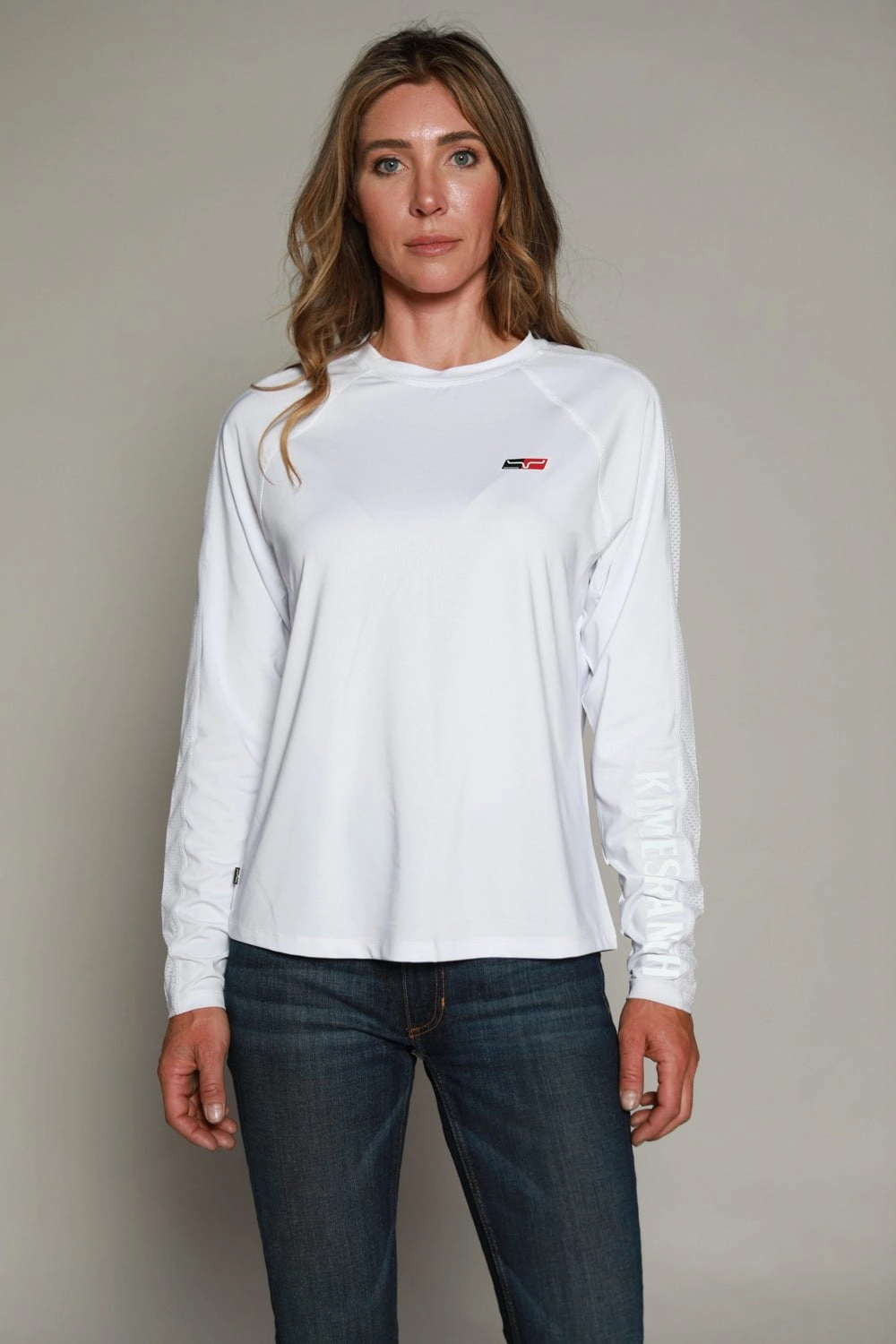 Short Sleeve Versatile Layering Piece Kimes Ranch Womens K1 Tech Tee White Polyester Blend L/S T-Shirt