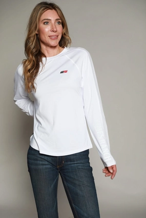 Kimes Ranch Womens KR1 Top White Polyester L/S Shirt Hidden Placket Customizable Design