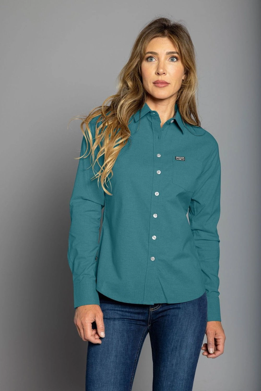 Kimes Ranch Womens Linville Blue Cotton blend L/S Shirt Trend-Driven High-End Finish