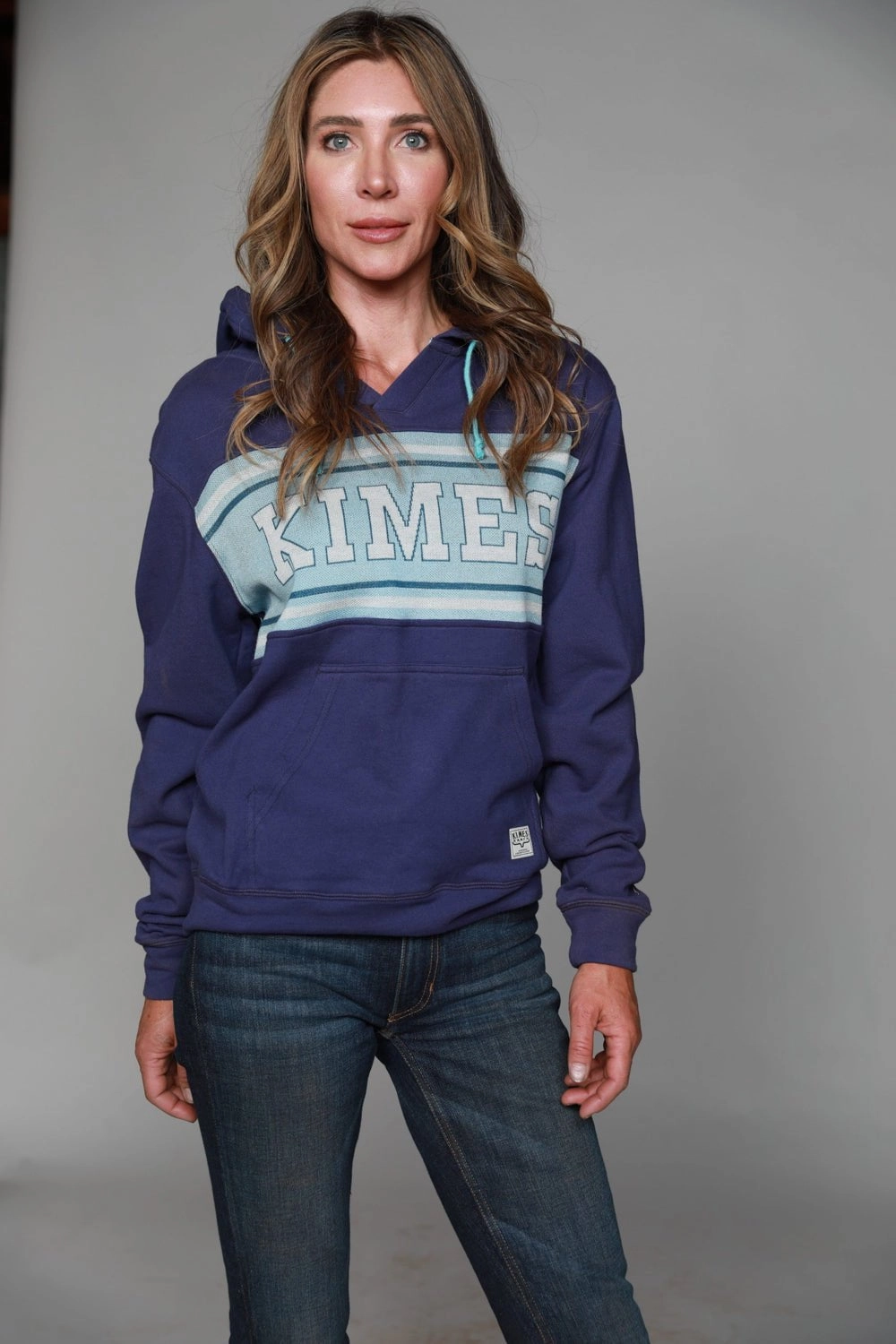 Kimes Ranch Womens North Star Hoodie Marine Blue Cotton Blend L/S Textured Fabric Elegant Comfort