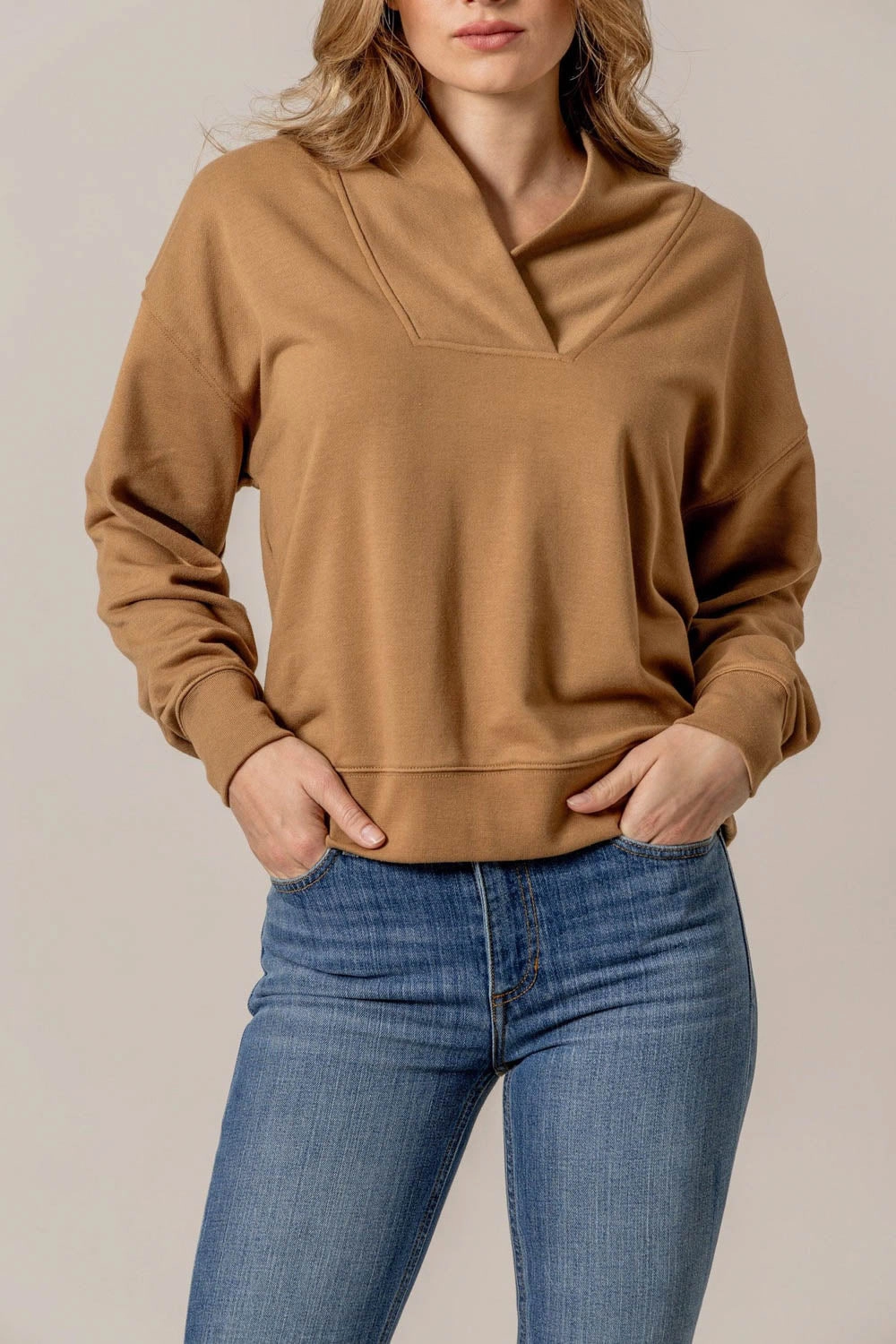Kimes Ranch Womens Sandy Tan Cotton Blend Sweatshirt Comfy Wear