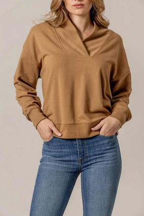 Flexible Fit Wear Kimes Ranch Womens Sandy Tan Cotton Blend Sweatshirt