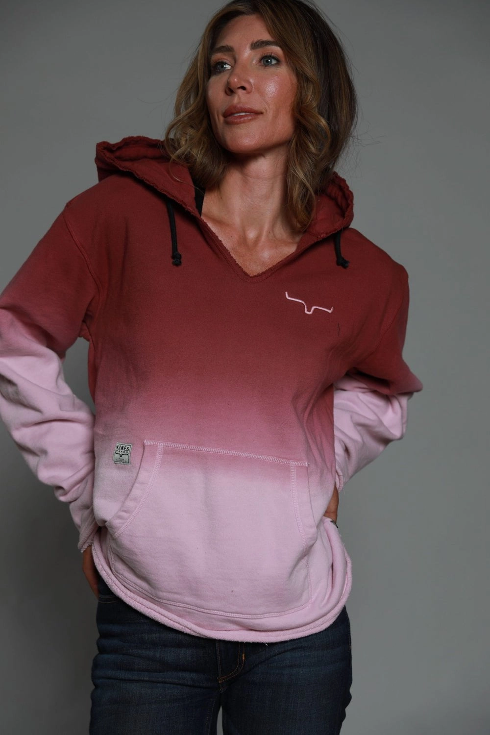 Kimes Ranch Womens Santa Fe Fleece Dark Red 100% Cotton L/S Hoodie Trendy Design