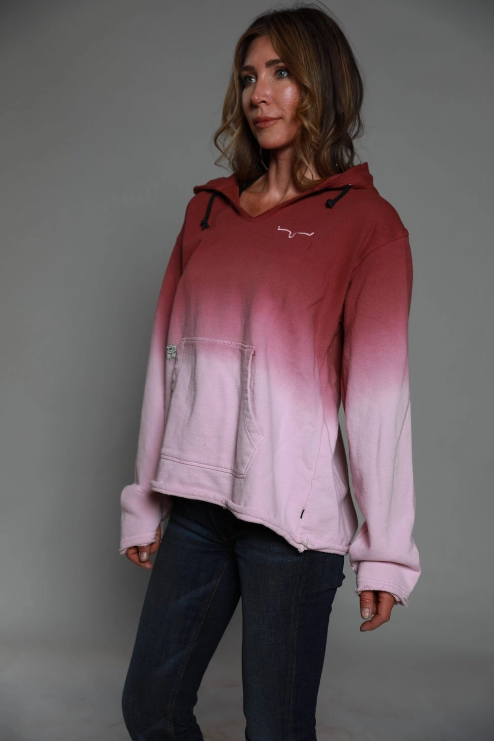 Cozy Fit Wear Casual Knit Wear Kimes Ranch Womens Santa Fe Fleece Dark Red 100% Cotton L/S Hoodie