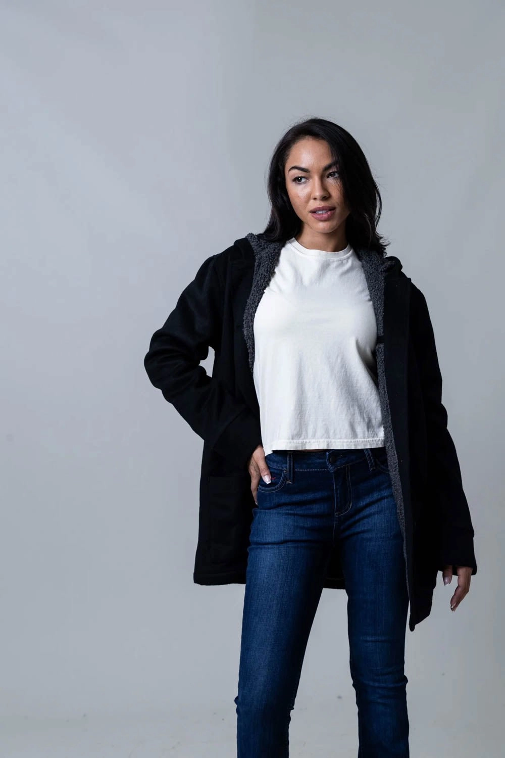 Kimes Ranch Womens Tatum Coat Black Wool Blend Wool Jacket Stormproof Zipper Low Profile Fastening