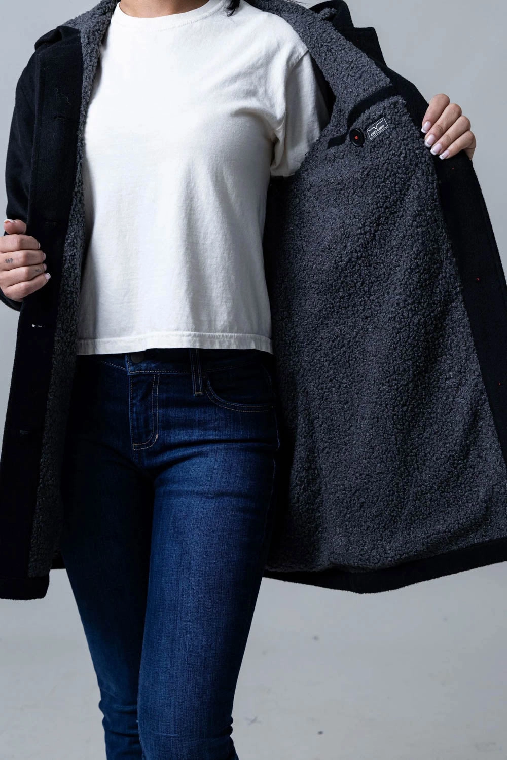 Versatile Layering Weight Minimalist Aesthetic Kimes Ranch Womens Tatum Coat Black Wool Blend Wool Jacket