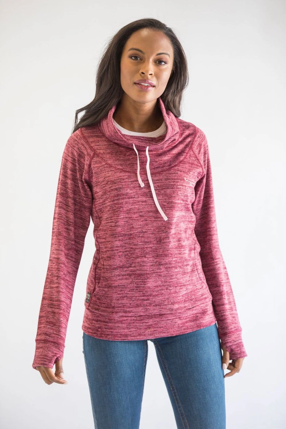 slim cut Kimes Ranch Womens Tonopah Pullover Dark Red Heather 100% Polyester Hoodie