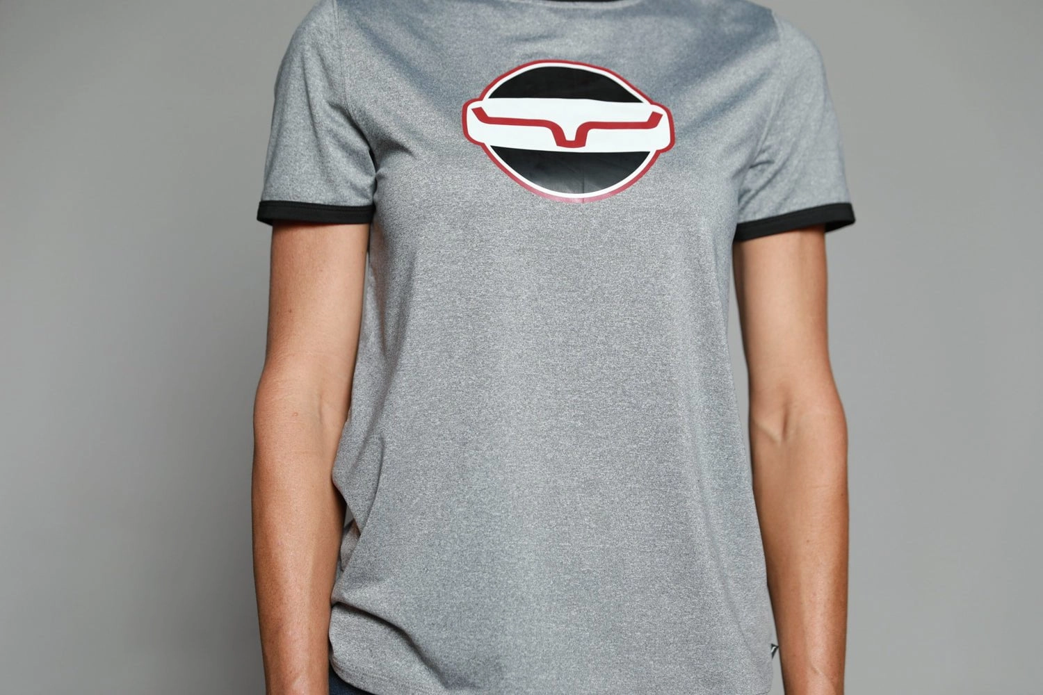 Kimes Ranch Womens Union Made Ringer Tee Grey Polyester S/S T-Shirt Durable Quality