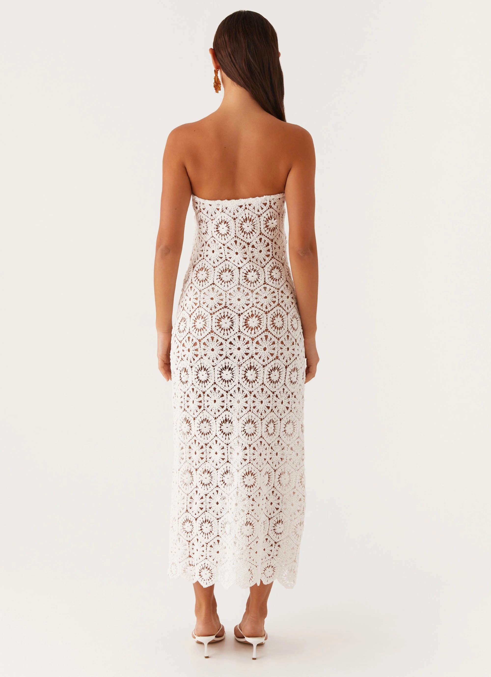 Kingsly Crochet Maxi Dress - White Oversized Fit Classic Cut