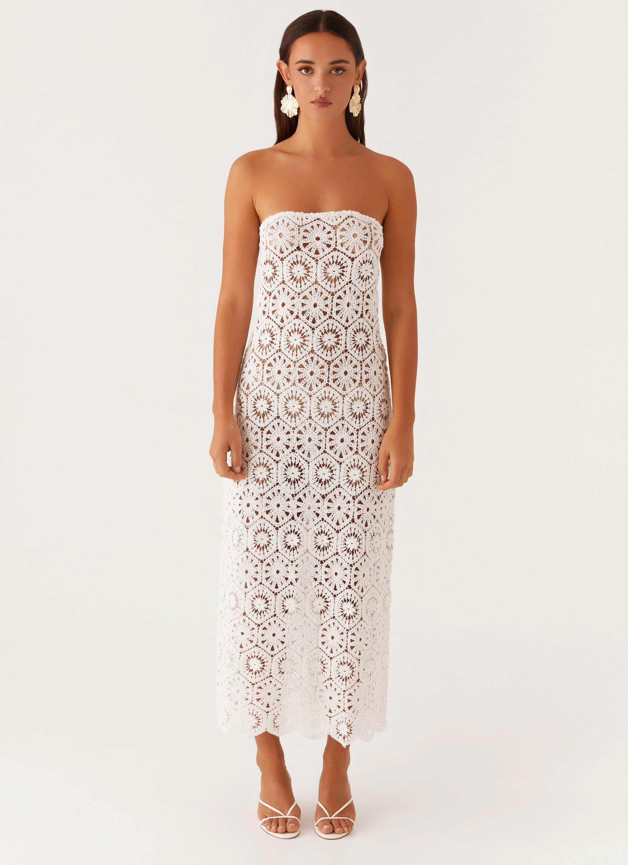 Affordable Fashion Kingsly Crochet Maxi Dress - White
