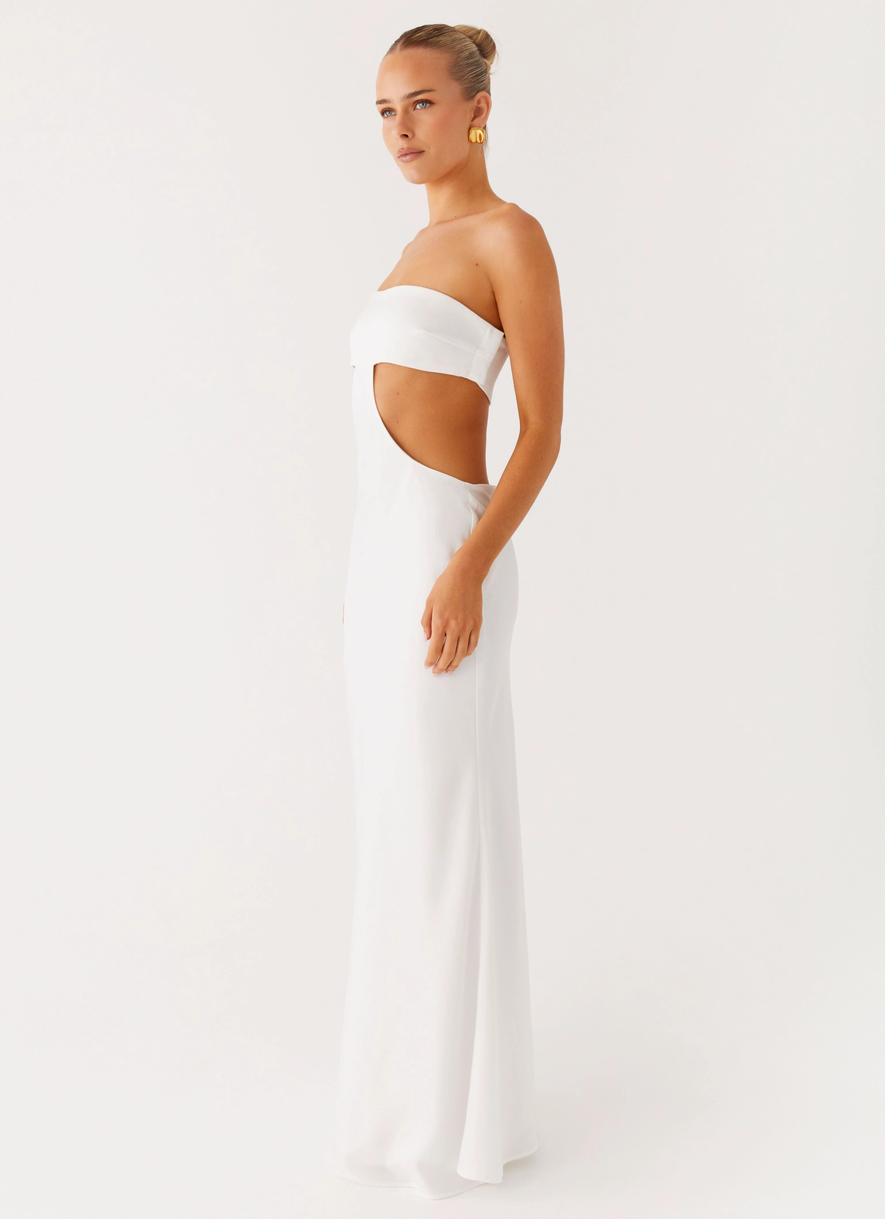 Kiss Me Cut Out Maxi - Ivory Affordable Fashion