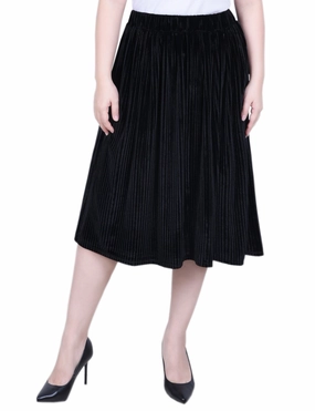 Polite Vibe Lounge Vibe Knee Length Velvet Skirt