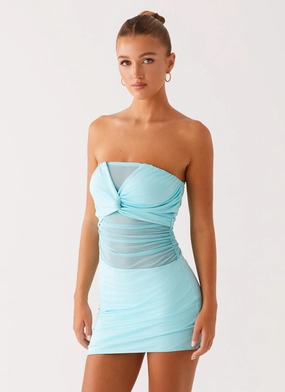 Lita Twist Mini Dress - Turquoise Event Perfect Mood Look