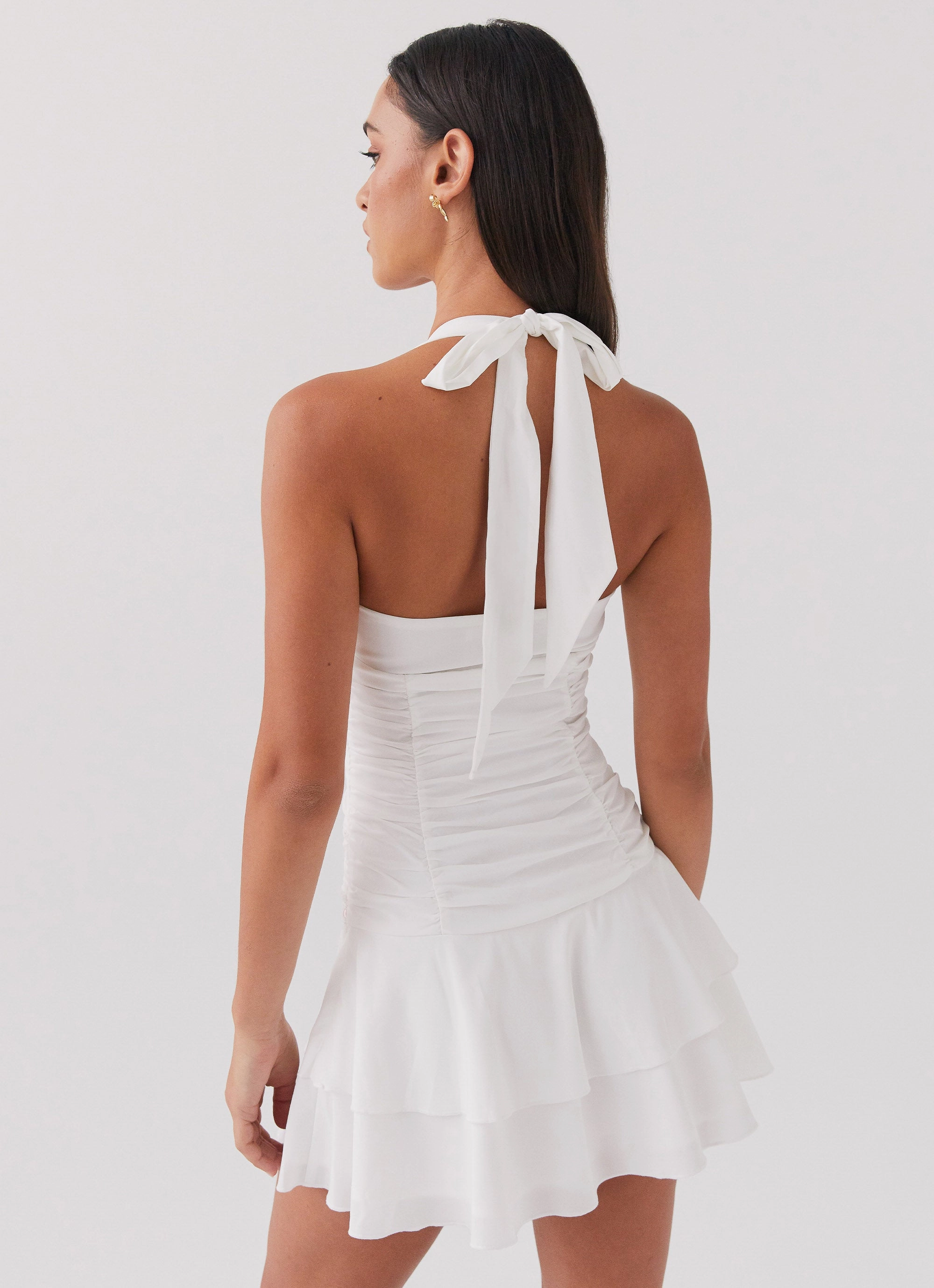 Kordyn Mini Dress - White Stylish Layer Double Breasted