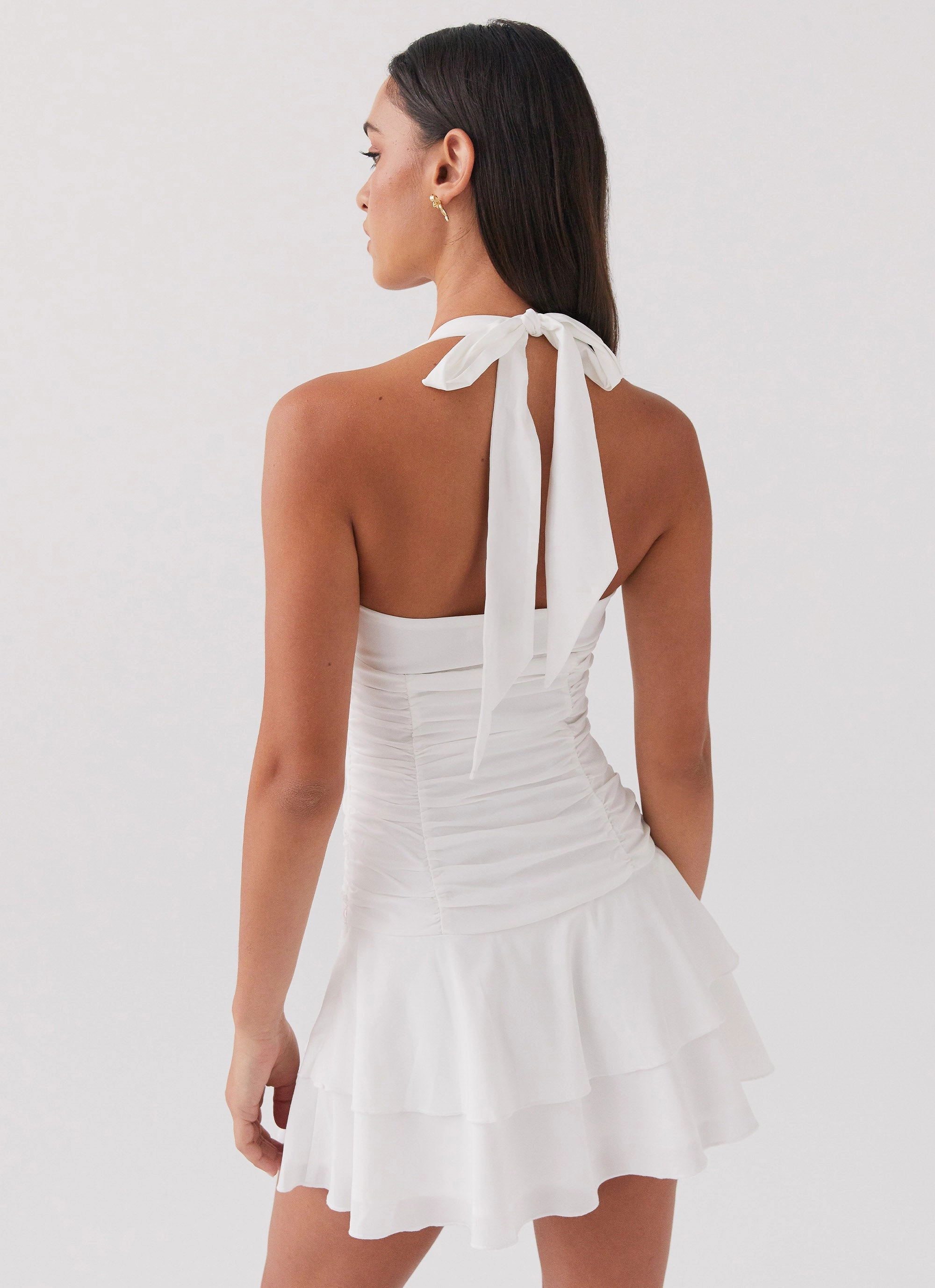 Drawstring-Waist Timeless Fashion Kordyn Mini Dress - White