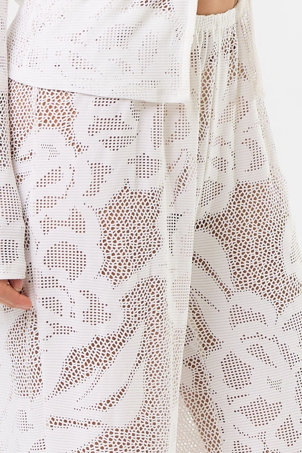 Lace Cover Up Pants - White Layering Comfort Layered Panel Design