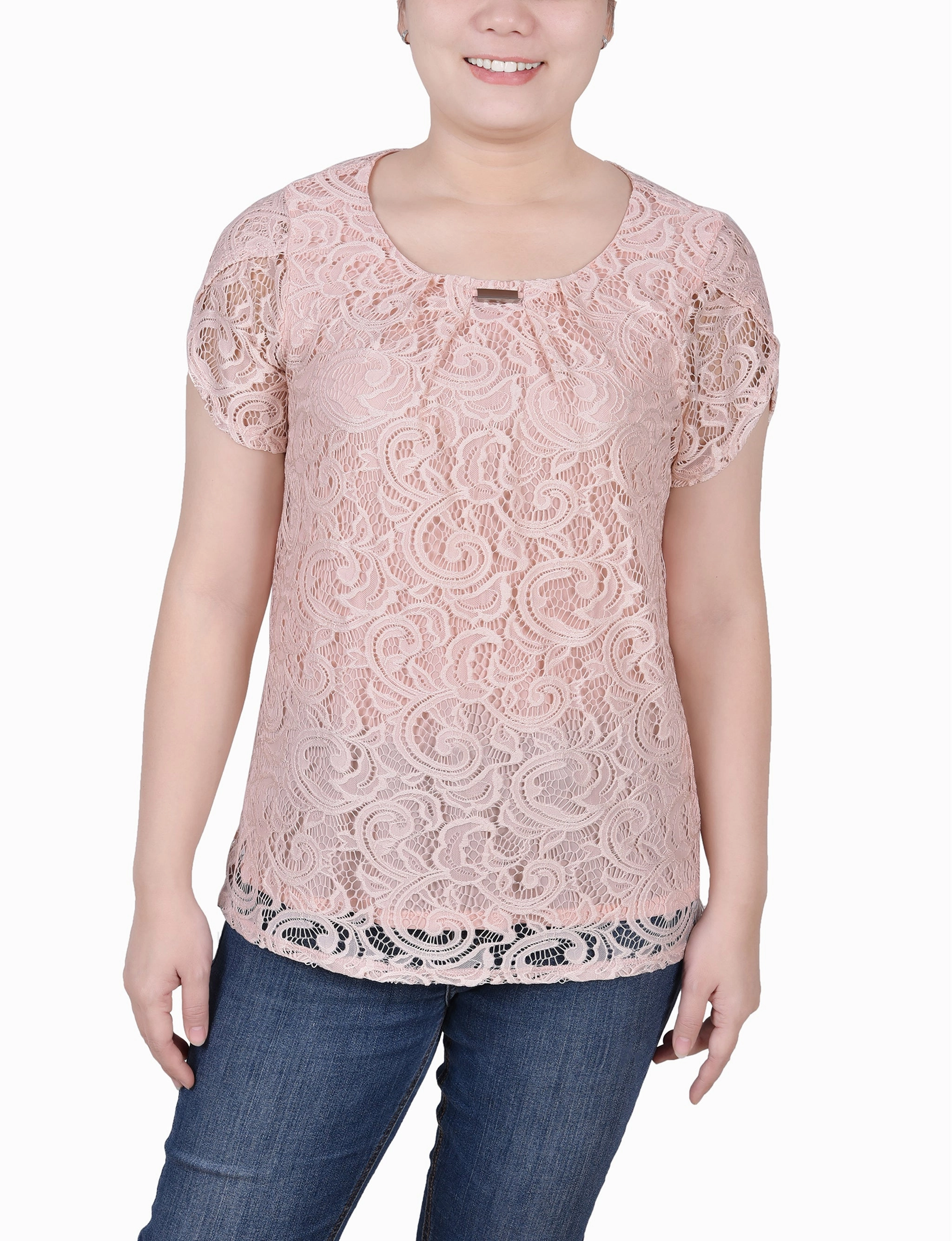 Lace Petal Sleeve Top Casual Blouse
