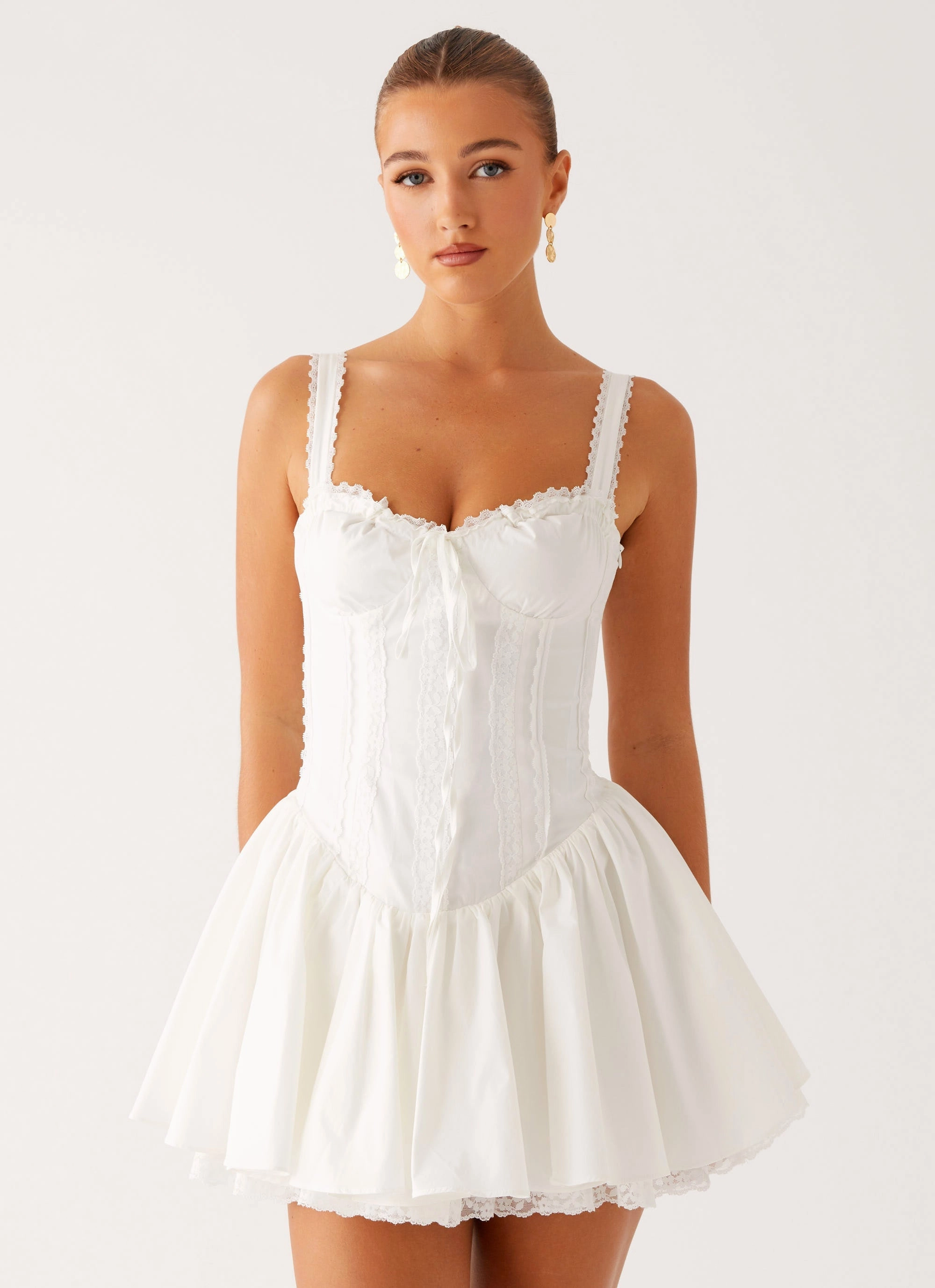 Checkered Style Formal Jacket Lacie Mini Dress - White