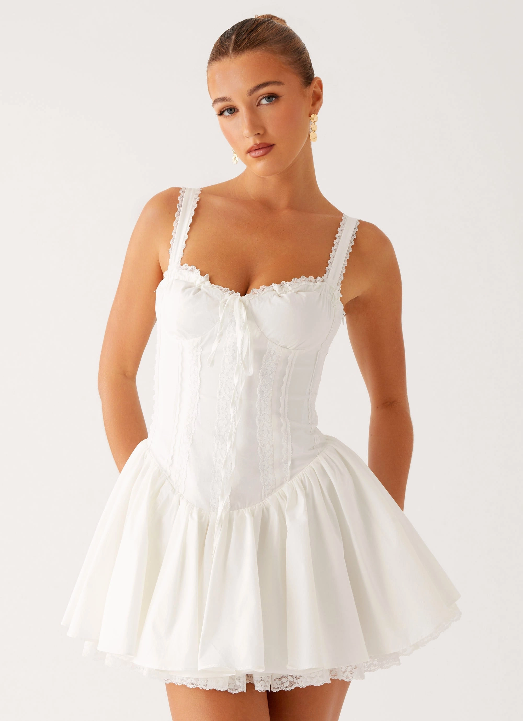 Eco Friendly Street Style Jacket Lacie Mini Dress - White