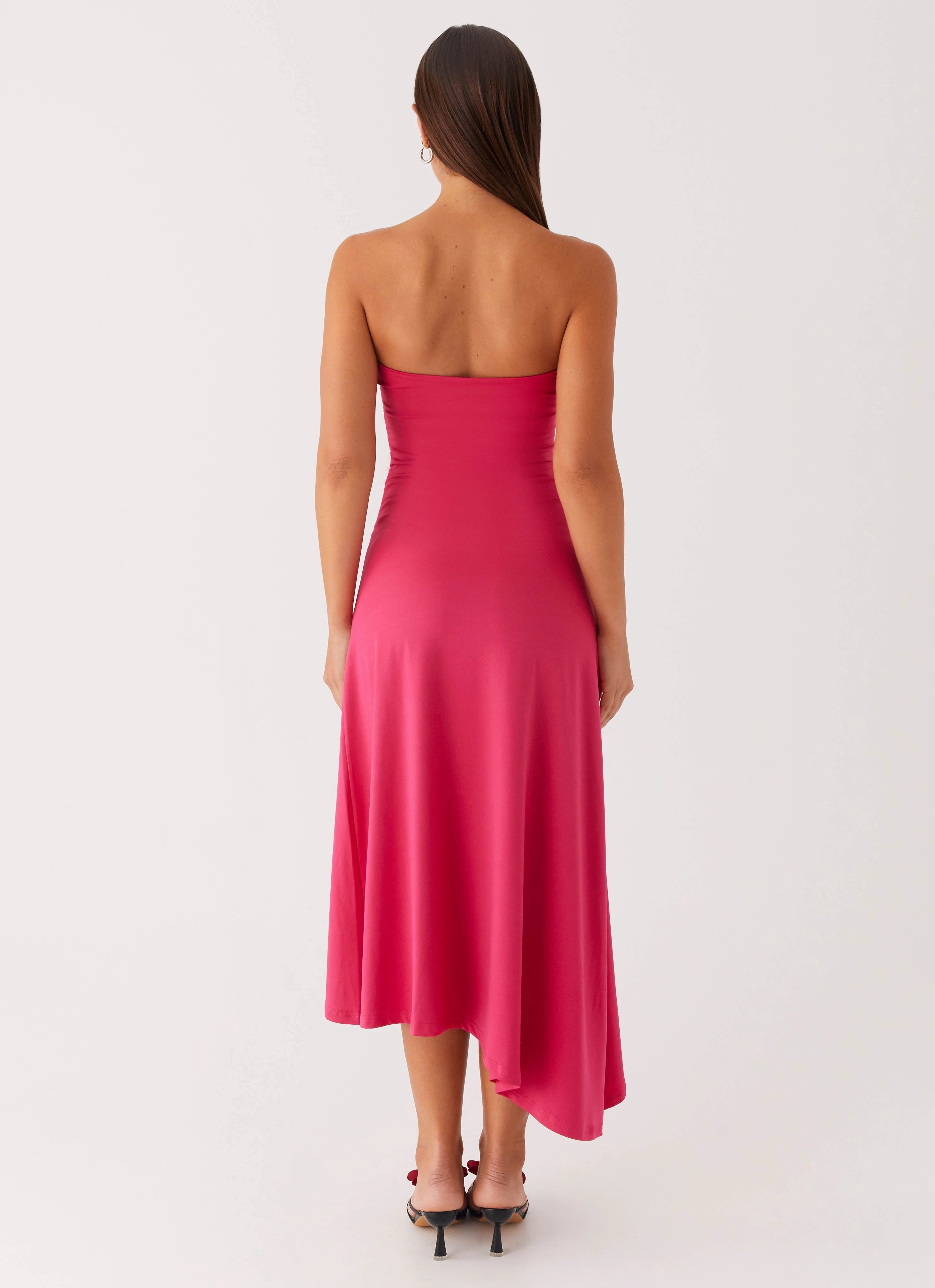Soft Shape Smooth Design Laoise Midi Dress - Hot Pink