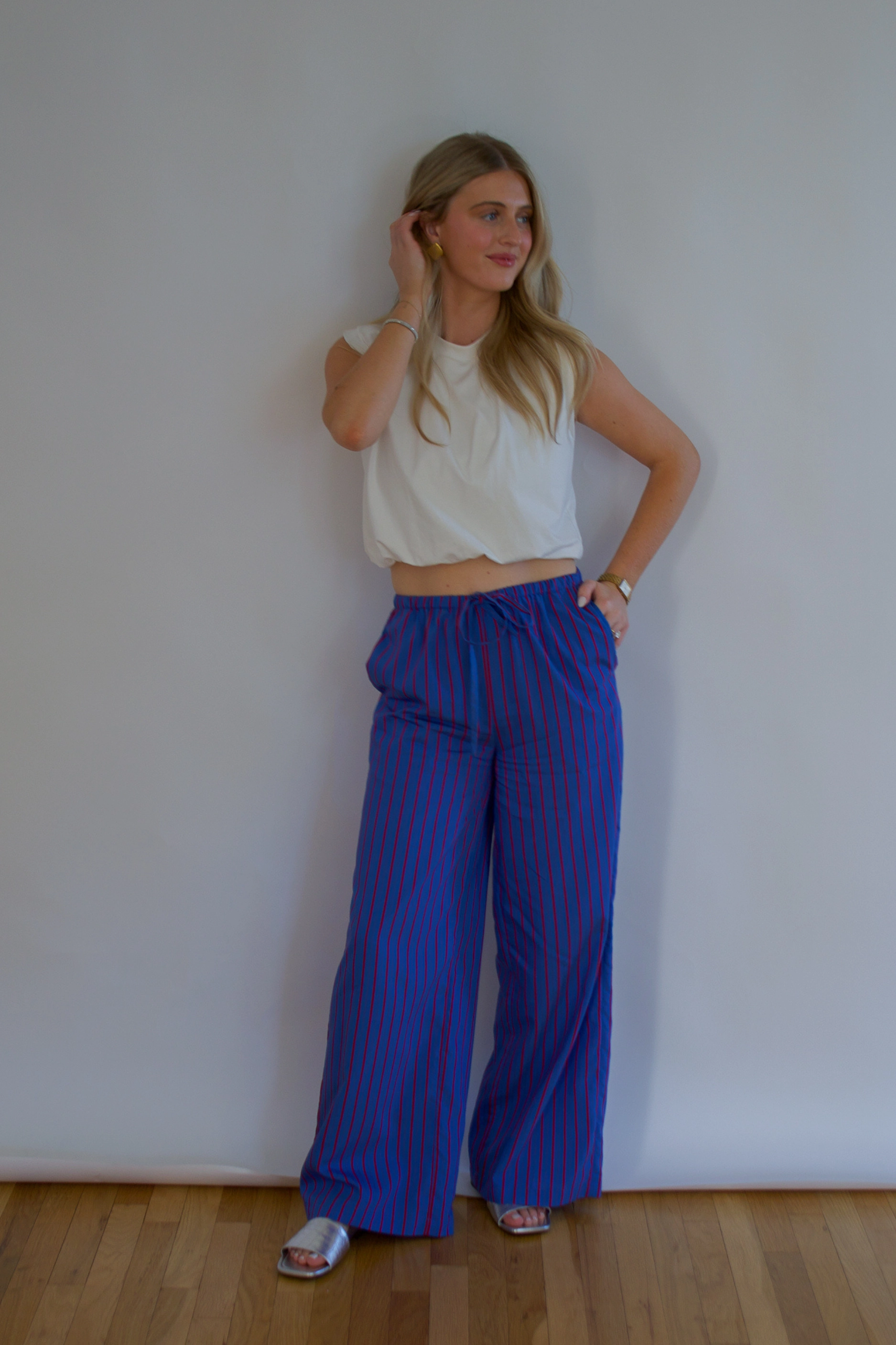 Barrel Waist Organic Cotton Blend FRNCH Edeline Trousers