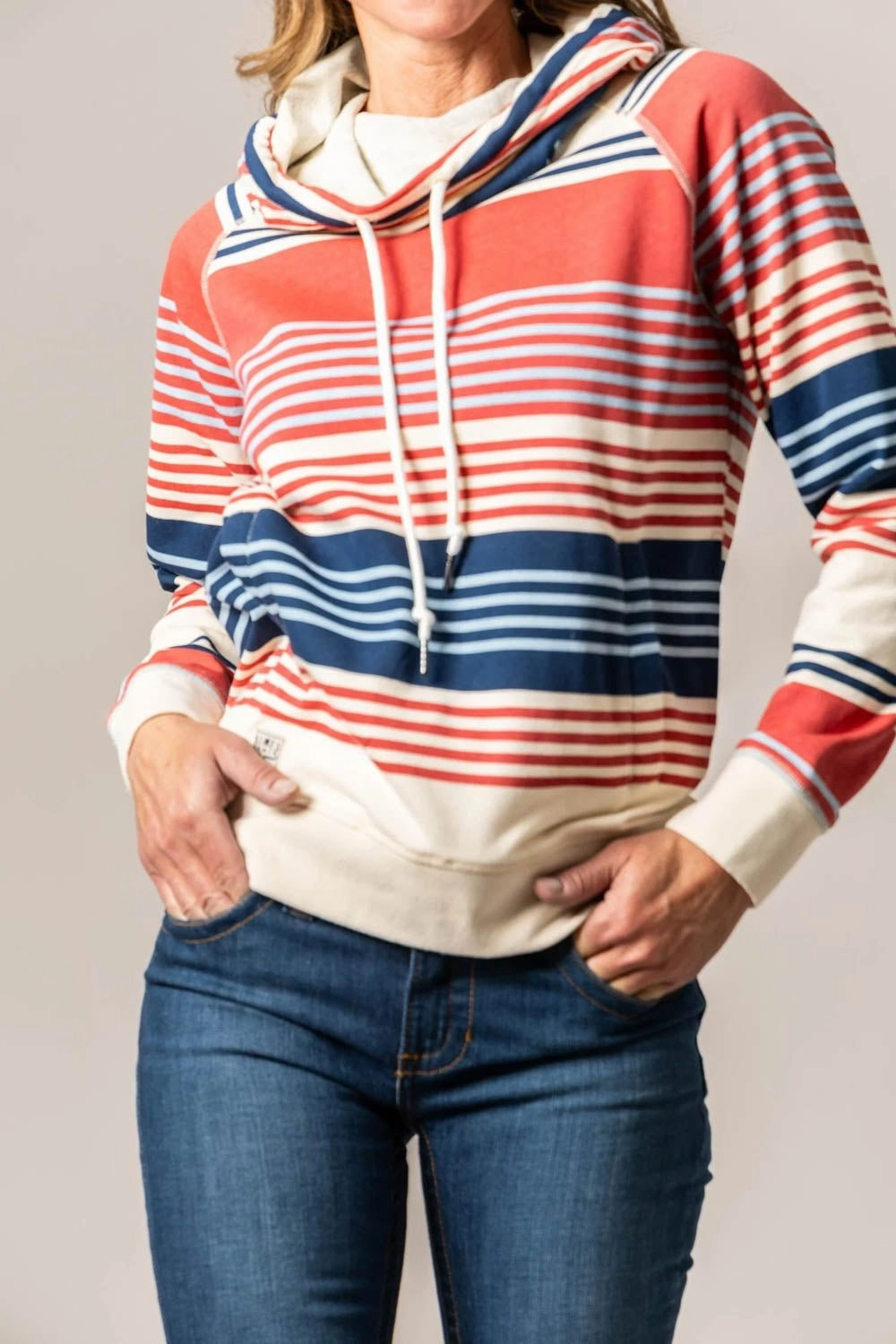 Convertible Style Heat Tech Fabric Kimes Ranch Womens Golinda Navy 100% Cotton Hoodie