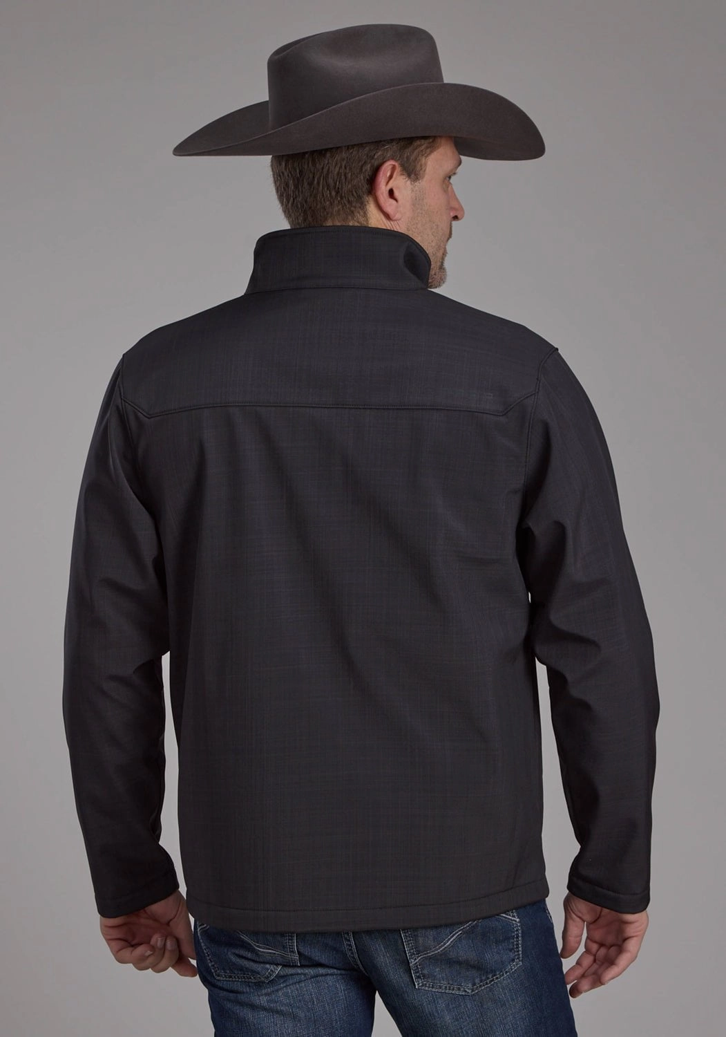 Roper Mens Technical Zip Charcoal Polyester Softshell Jacket Hooded Comfort Fit