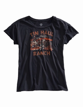 Tin Haul Womens Ranch Scene Grey 100% Cotton S/S T-Shirt Mix-And-Match