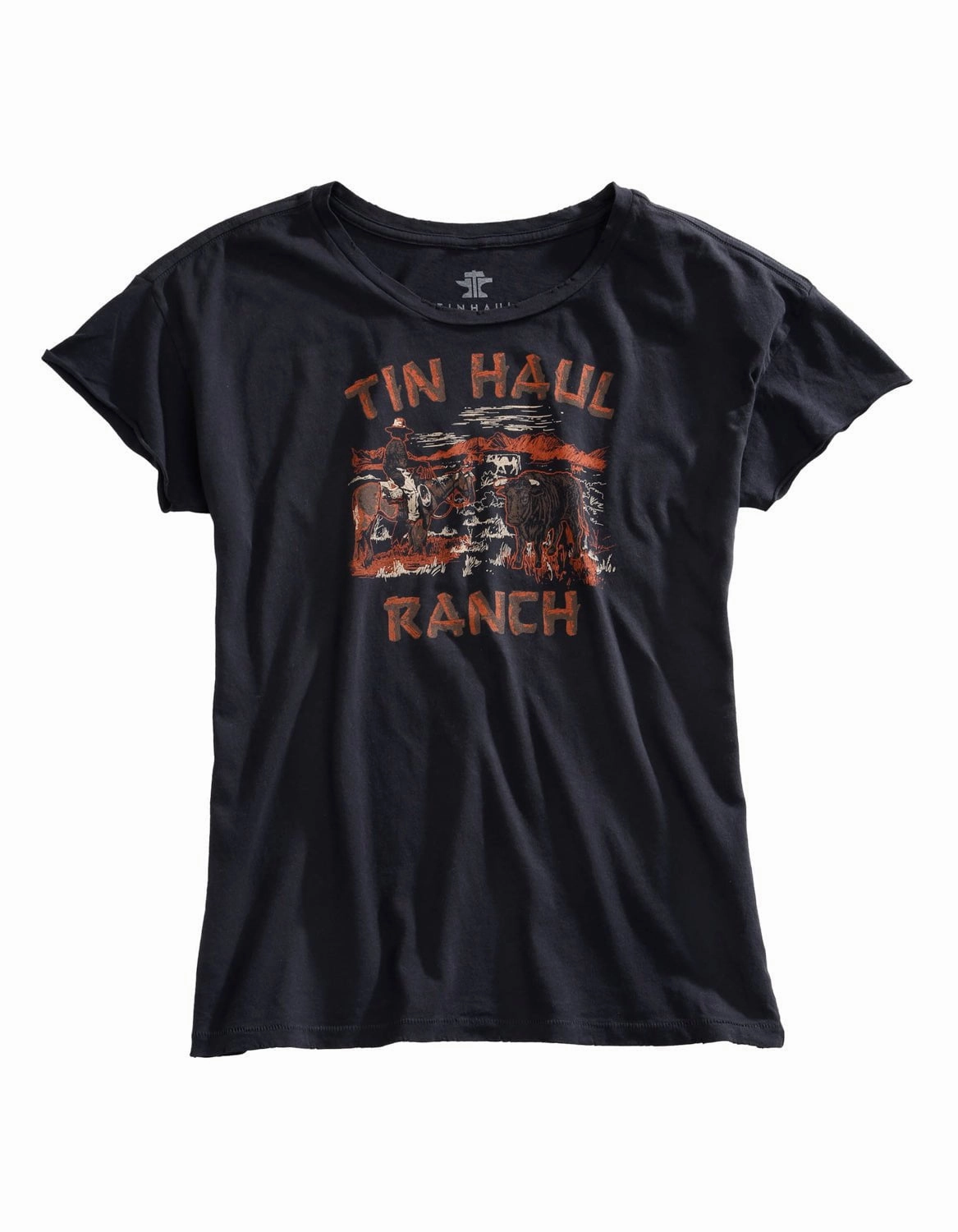 Tin Haul Womens Ranch Scene Grey 100% Cotton S/S T-Shirt Mix-And-Match